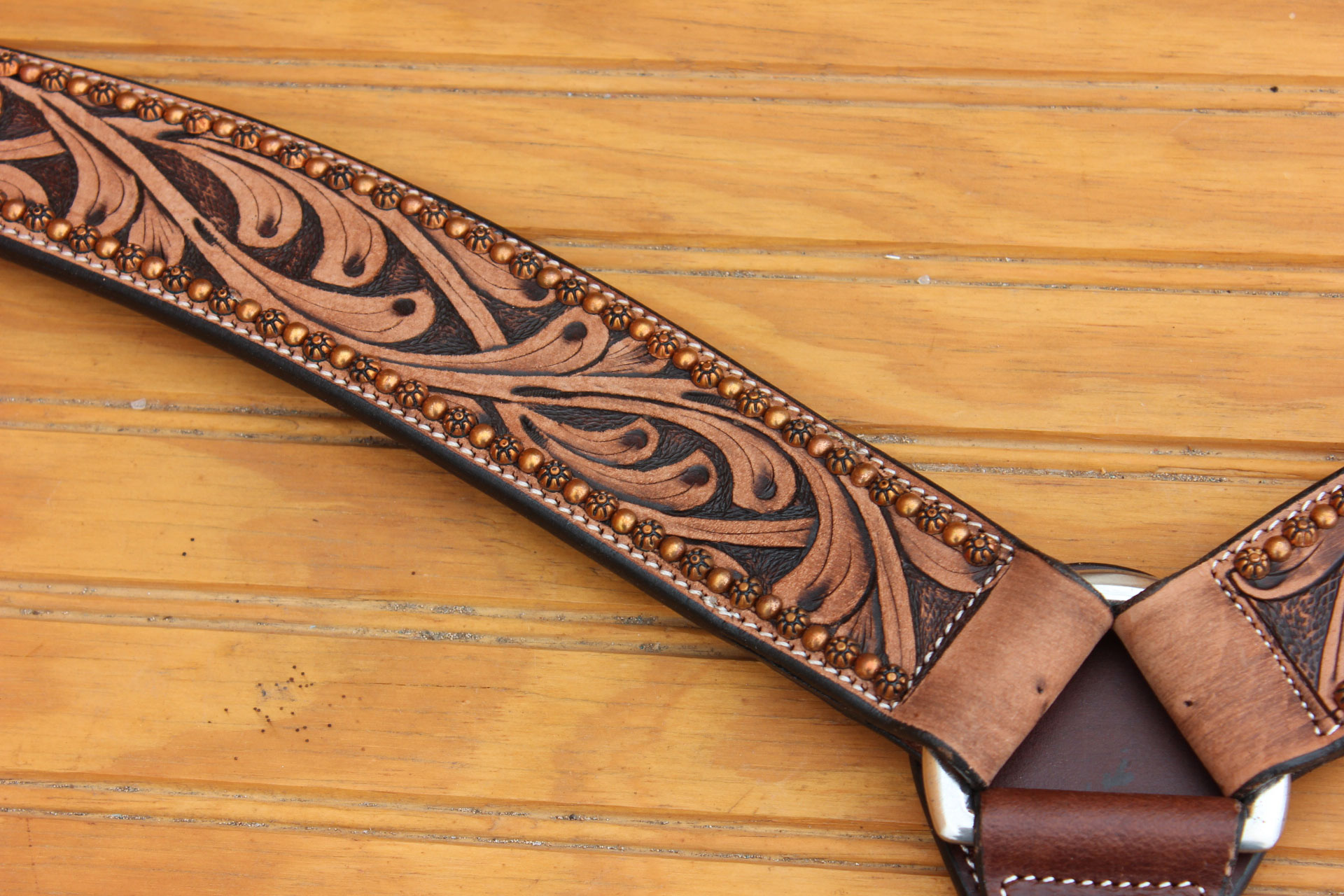 Antiqued Breastcollar with Copper Accents – Half Circle Ranch